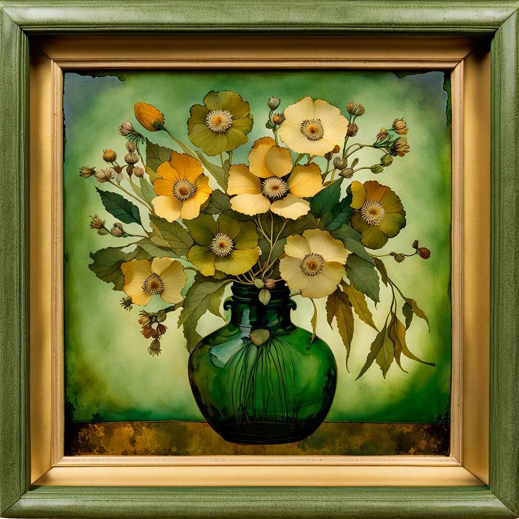 Botanical Arrangement in Watercolor on Vellum