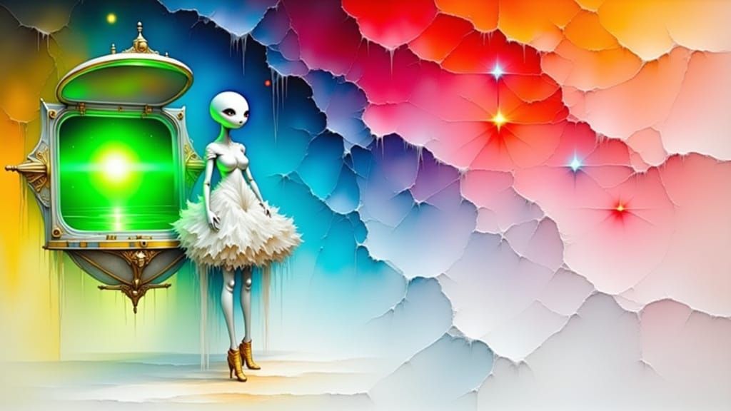 Glimmering Silver Entity Emerges from Spacecraft