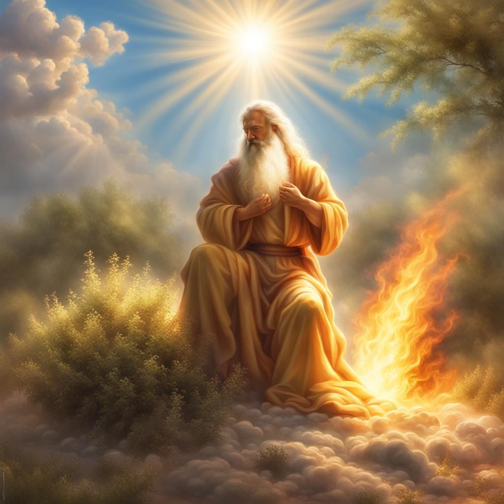 Moses and the Burning Bush in Divine Light