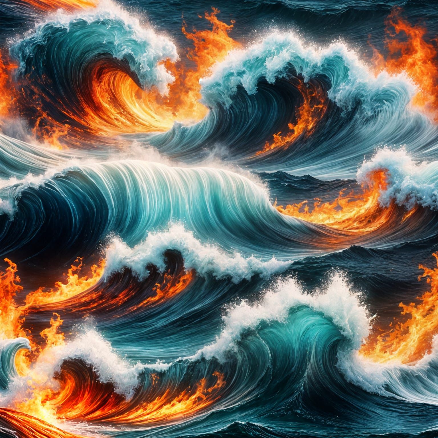 Ocean Ablaze: Hyperrealistic and Cinematic Firestorm