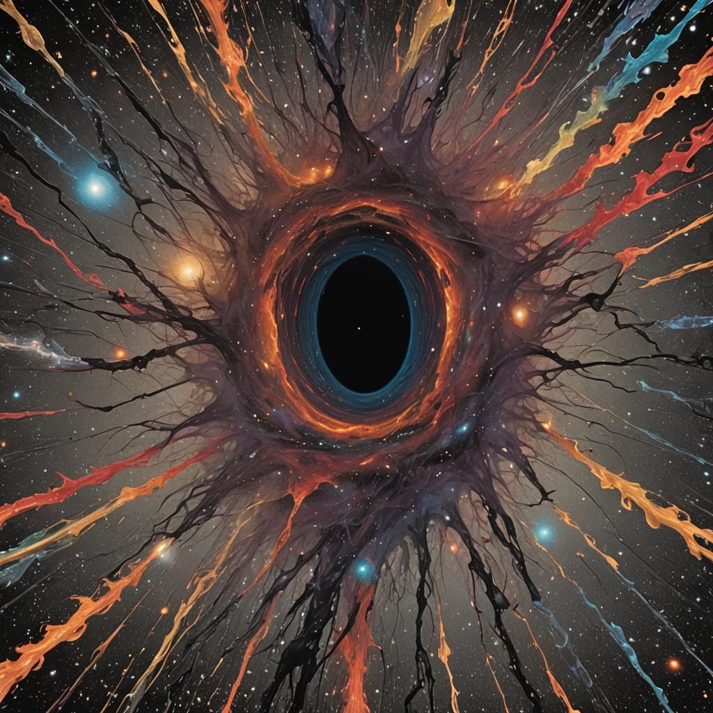 Surreal Spaceman Drifting Into Black Hole