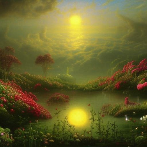 Majestic Floating Garden in Ethereal Fantasy Style