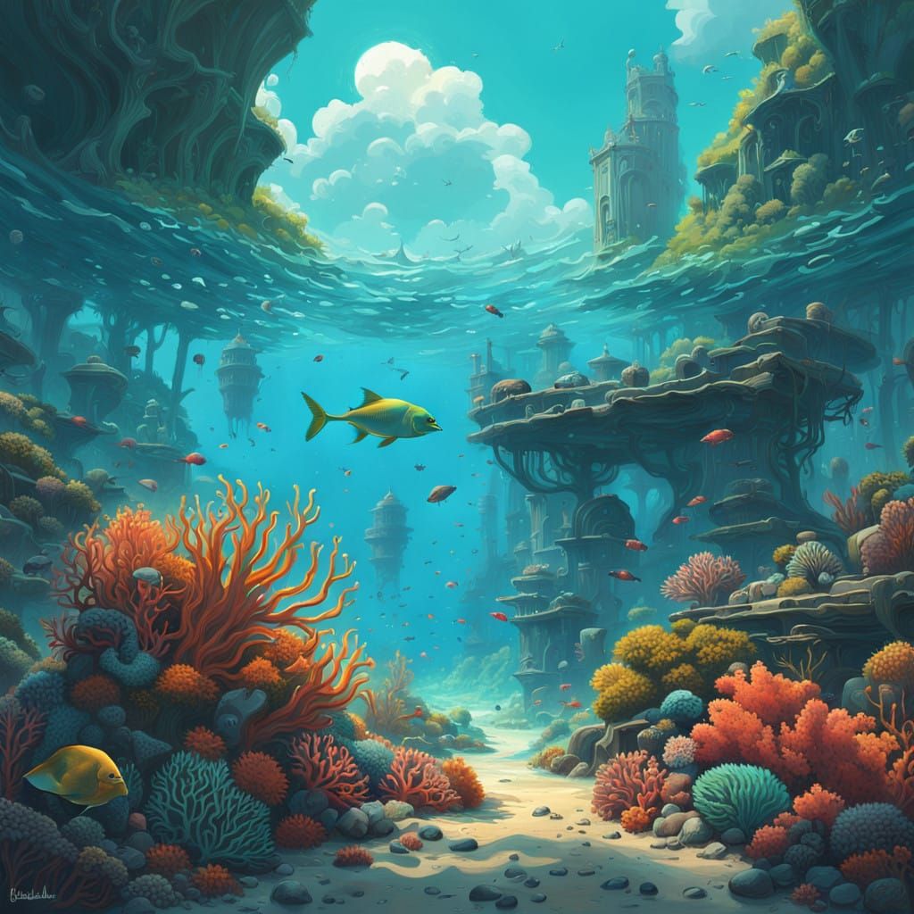 Vibrant Coral Reef Ecosystem in Dreamlike World