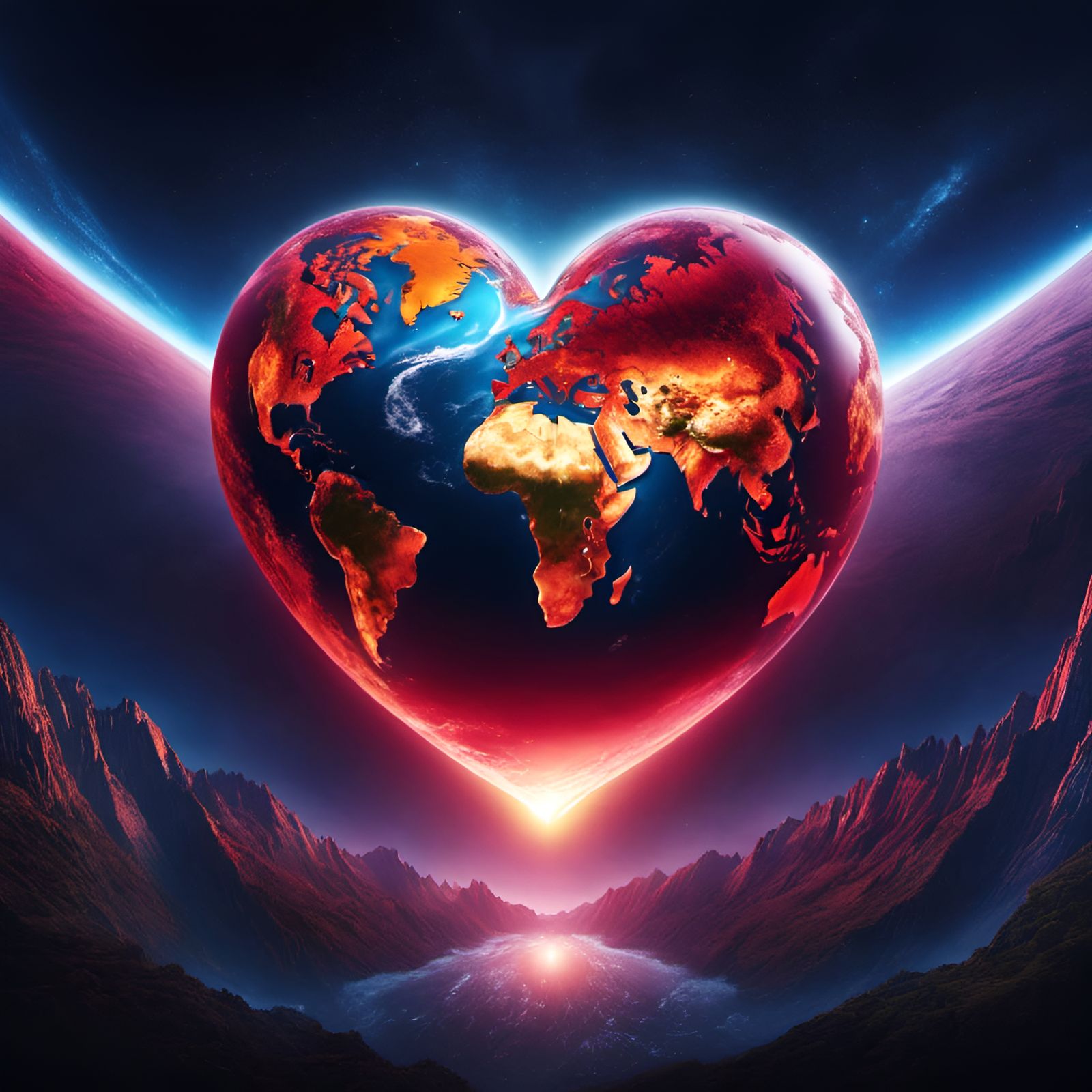 Heart-Shaped Planet Earth: Detailed Fantasy Concept Art