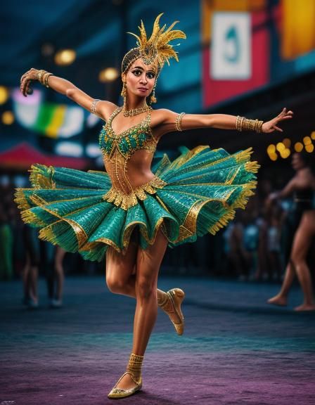 Hyperrealistic Nude Dancer at Rio Carnival in HDR