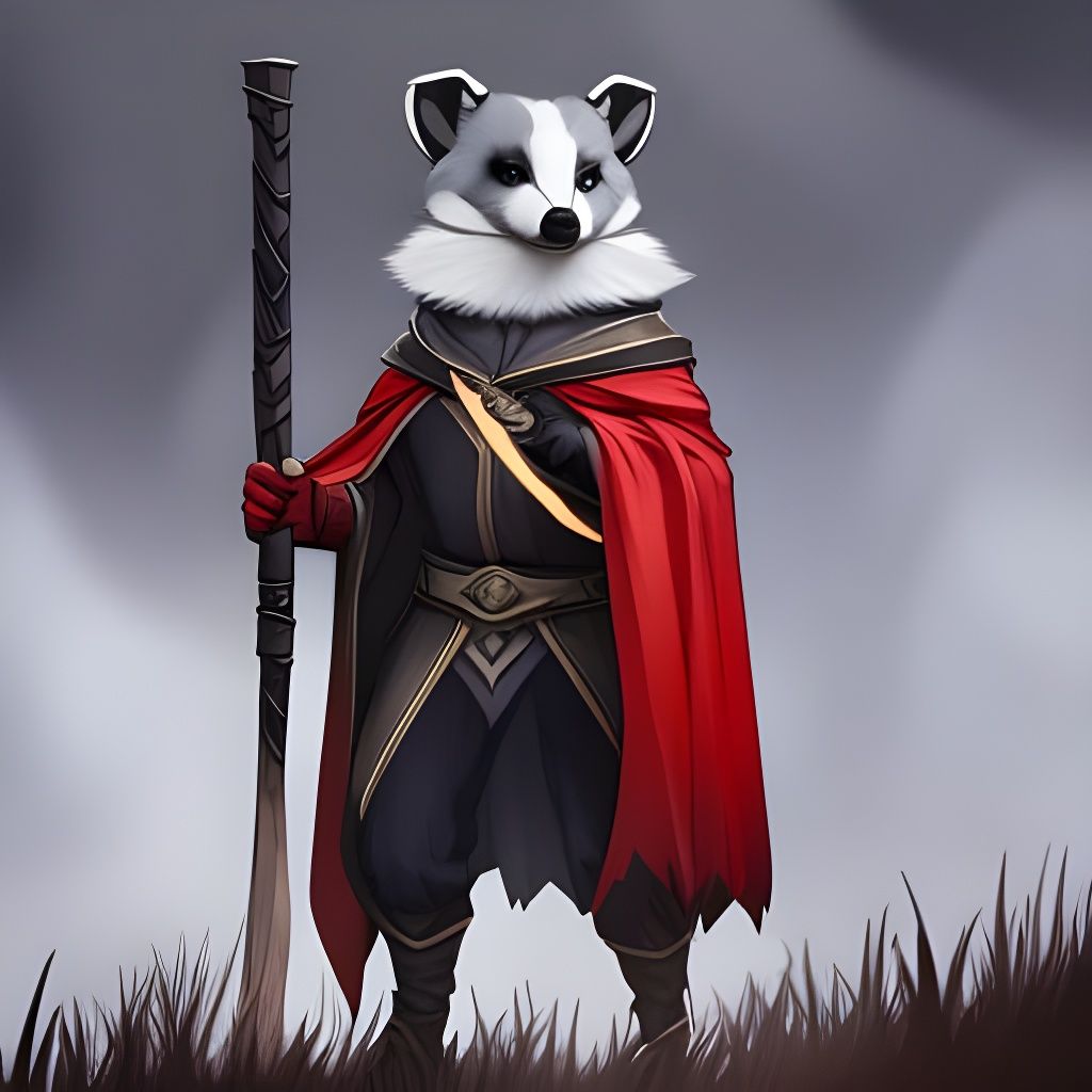 Chibi Badger Wizard in Enchanted Forest