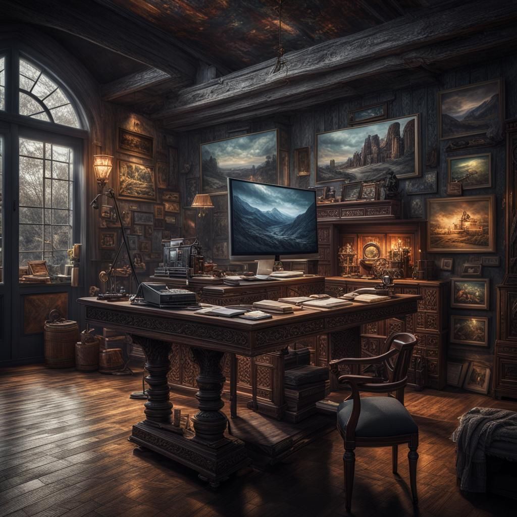 Hyperrealistic Graphic Design Studio in HDR