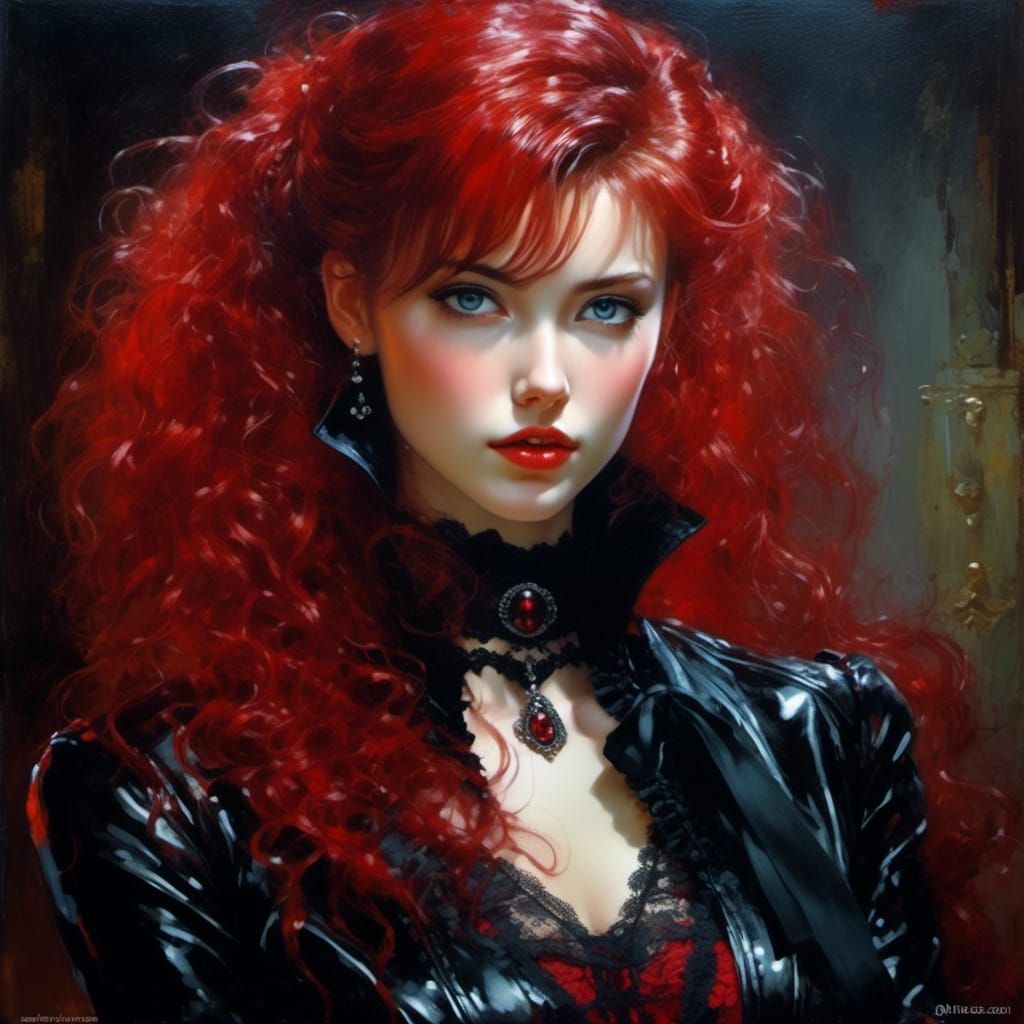 Gothic Oil Painting of a French Woman