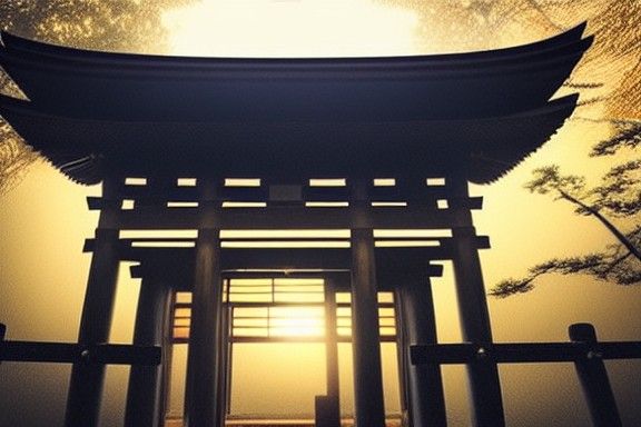 Golden Sunrise at Japanese Temple