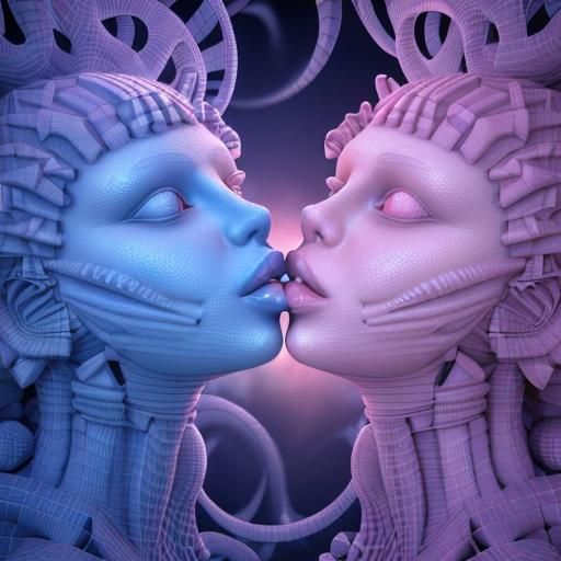 Fractal Kiss of Disembodied Lips in 3D