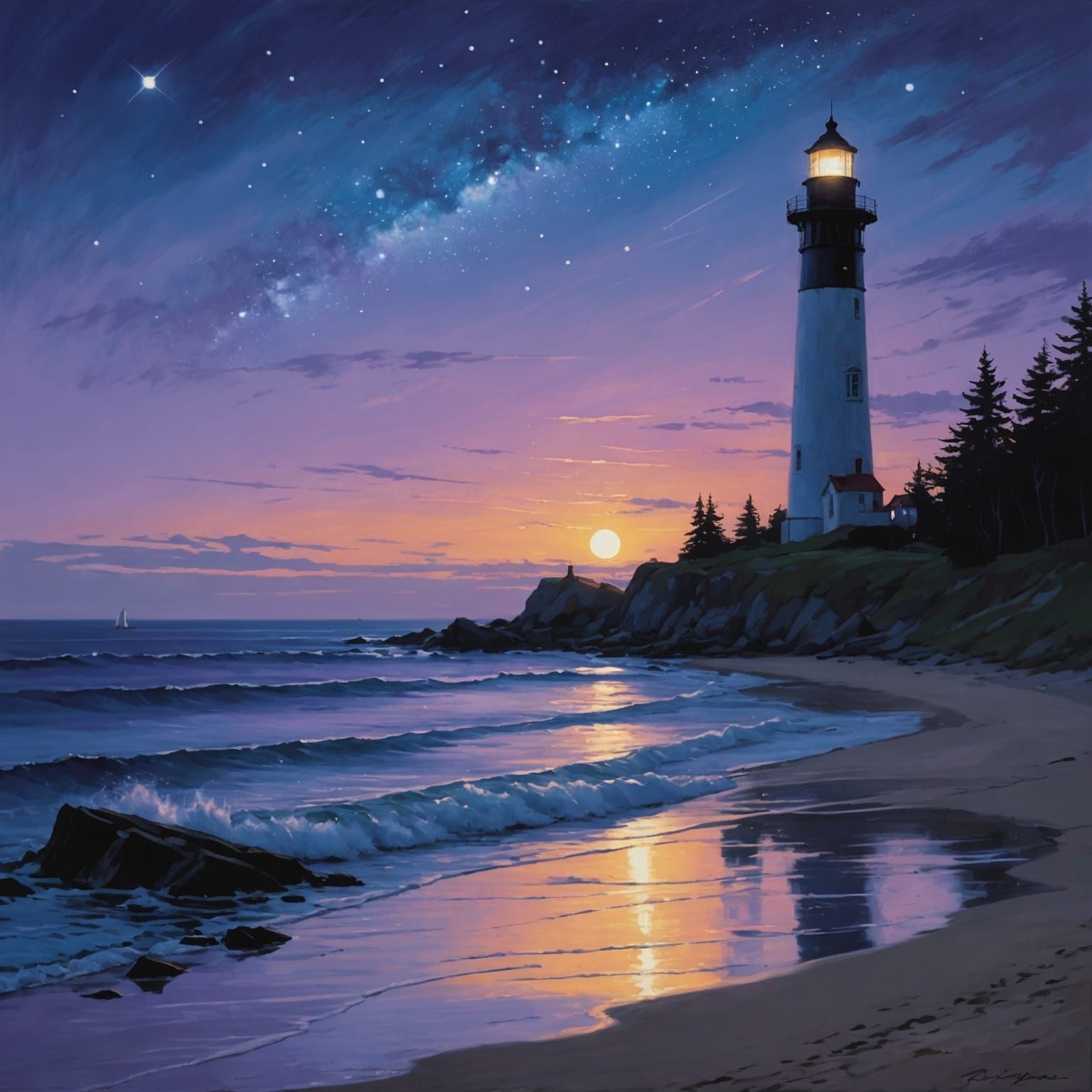 Lighthouse in Sunset.