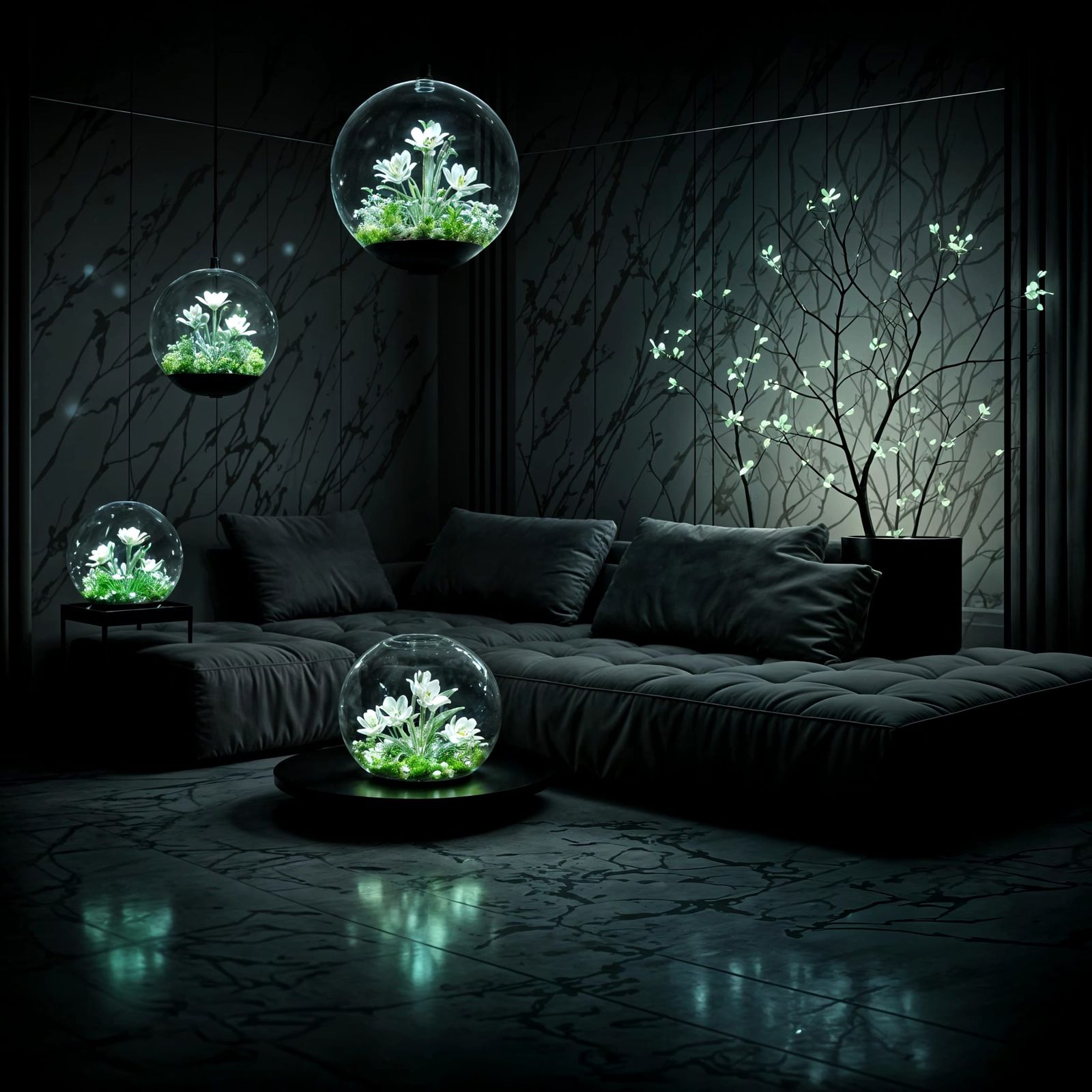 Bioluminescent Plants Light Modern Minimalist Living Room