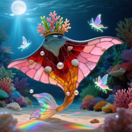 Nymira Sea Beast Sculpture from Textured Sea Glass