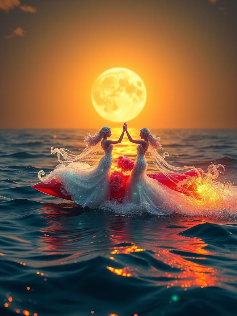 Speedsters Dancing on Ocean in Spectrolite Aesthetic