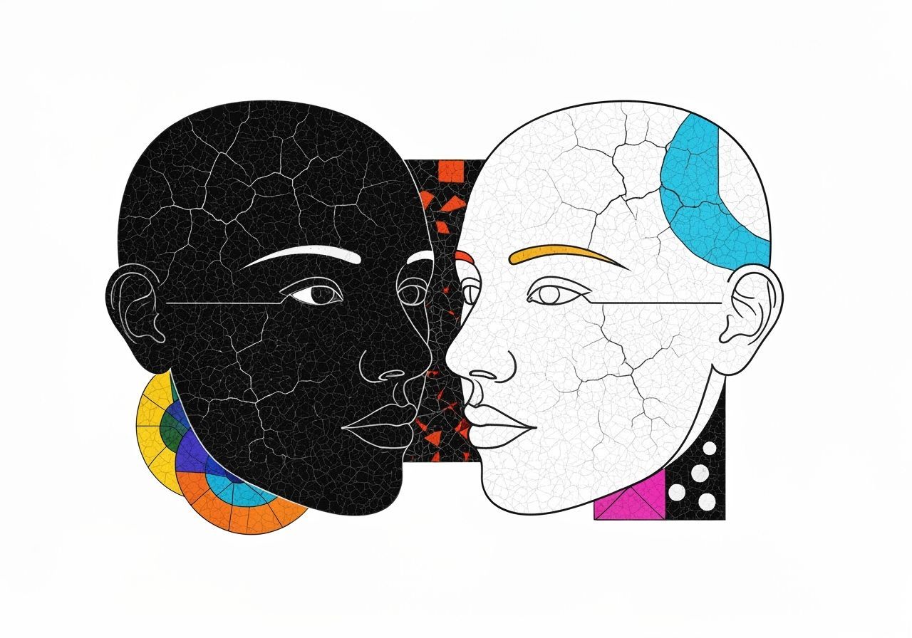 Mosaic Art: Diverse Faces in Vibrant Geometric Shapes