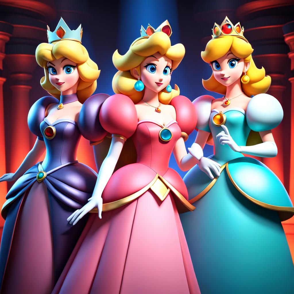 Evil Princesses Peach, Rosalina, and Daisy in 3D