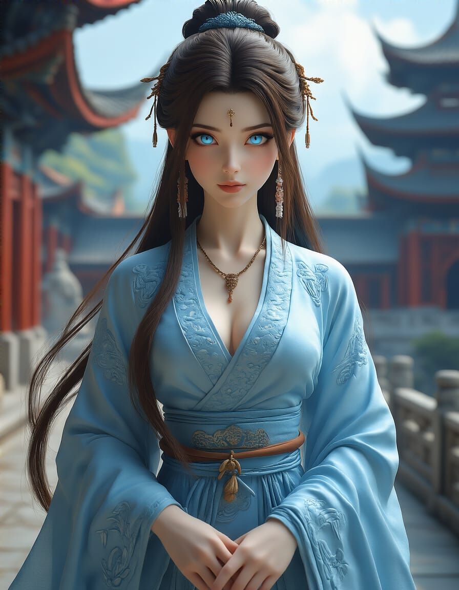 Serene Chinese Woman in Anime Art Style