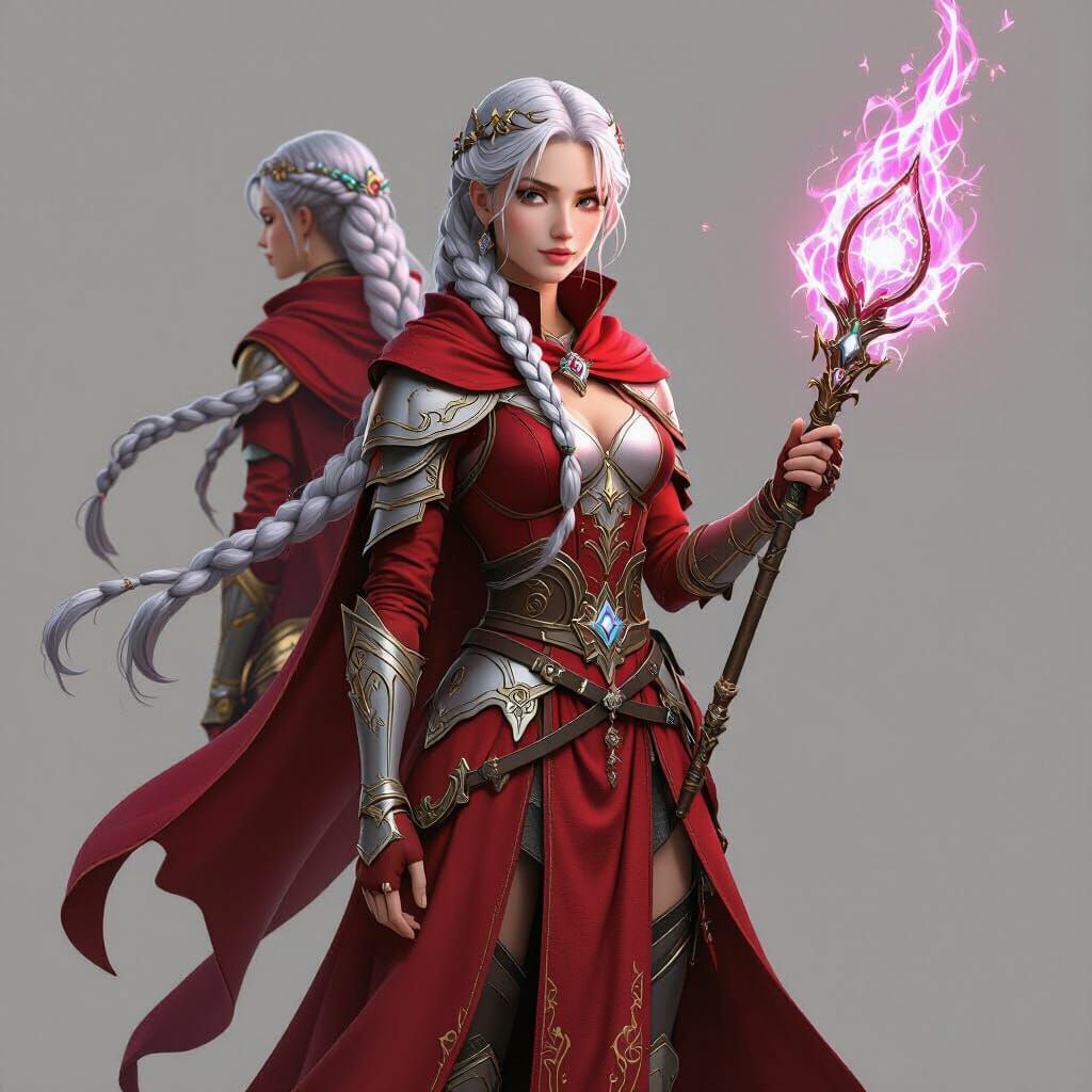 Fantasy Mage with Glowing Scepter in 3D Animation Style