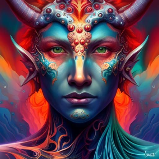 Psychedelic Cosmic Dragon Portrait in Vibrant Colors