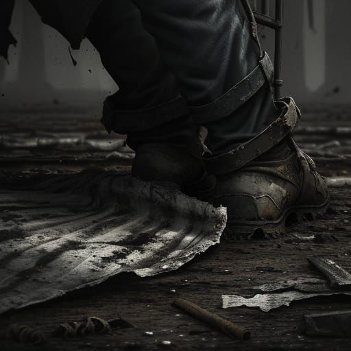 Gritty War Concept Art with Torn Dirty Pants
