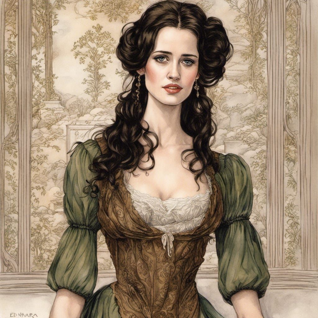 Regency Woman in Romantic Art Style