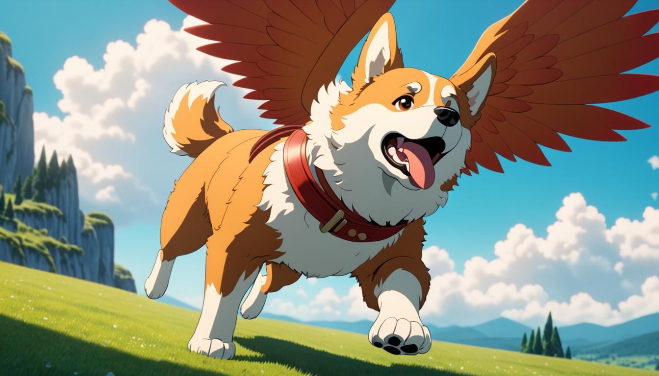 Enormous Fluffy Dog in Animated Movie Scene