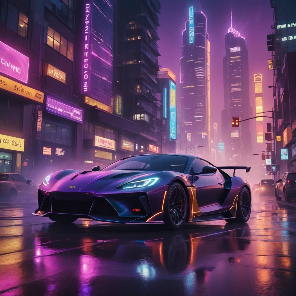 Neon City Drift: A Digital Matte Painting