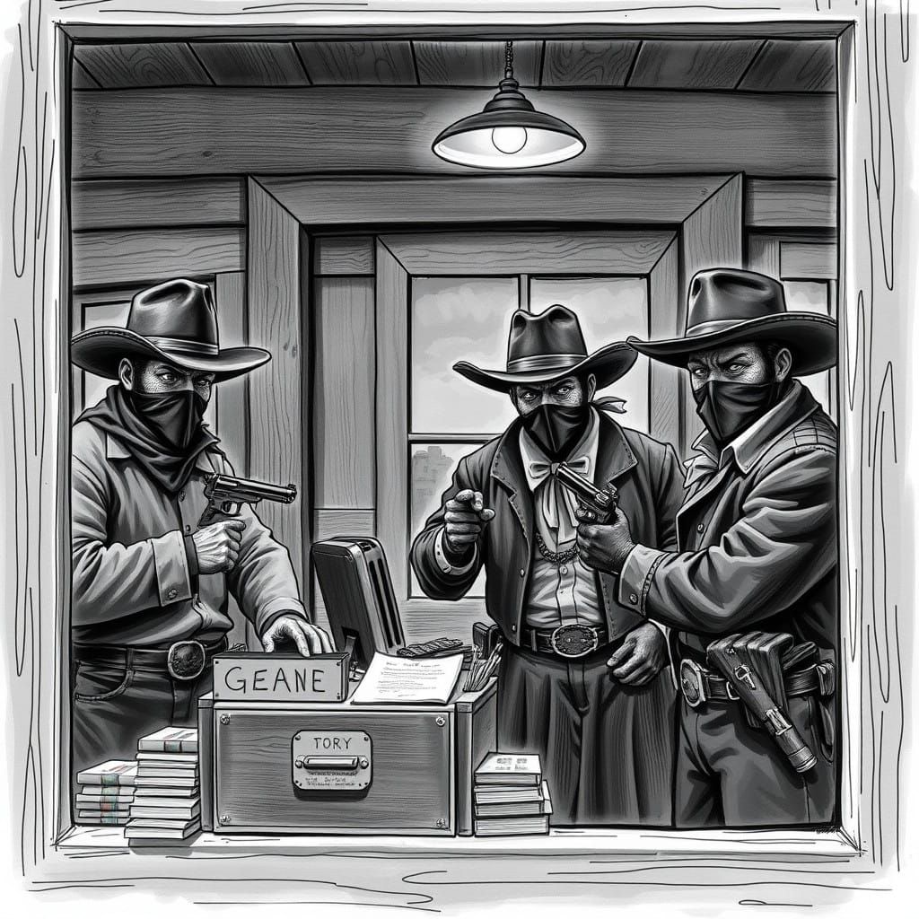 Outlaws Hold Teller Hostage in Classic Western Bank Heist