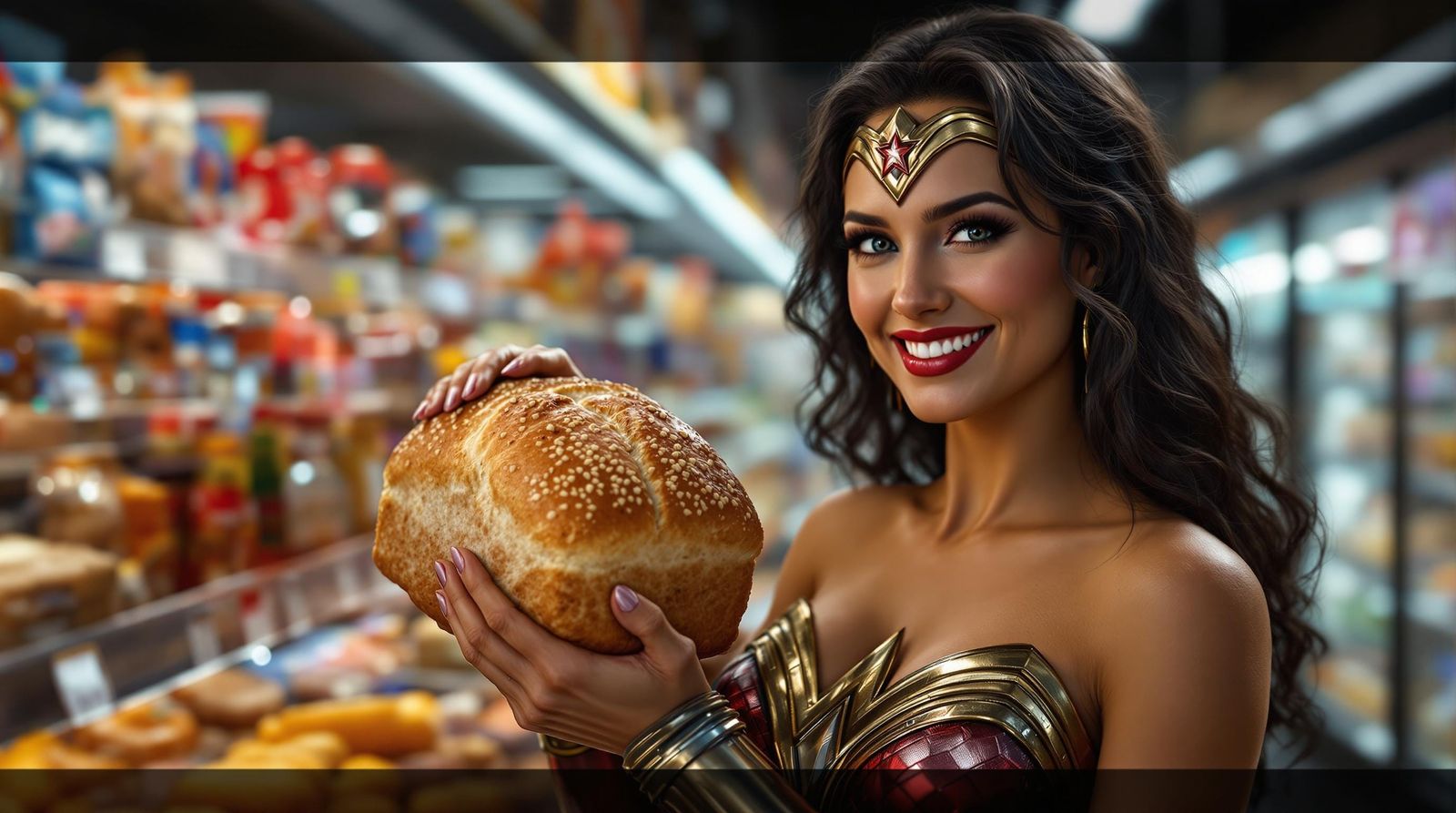 Wonder Woman Holds Wonder Bread in High-Definition Hyper-Rea...