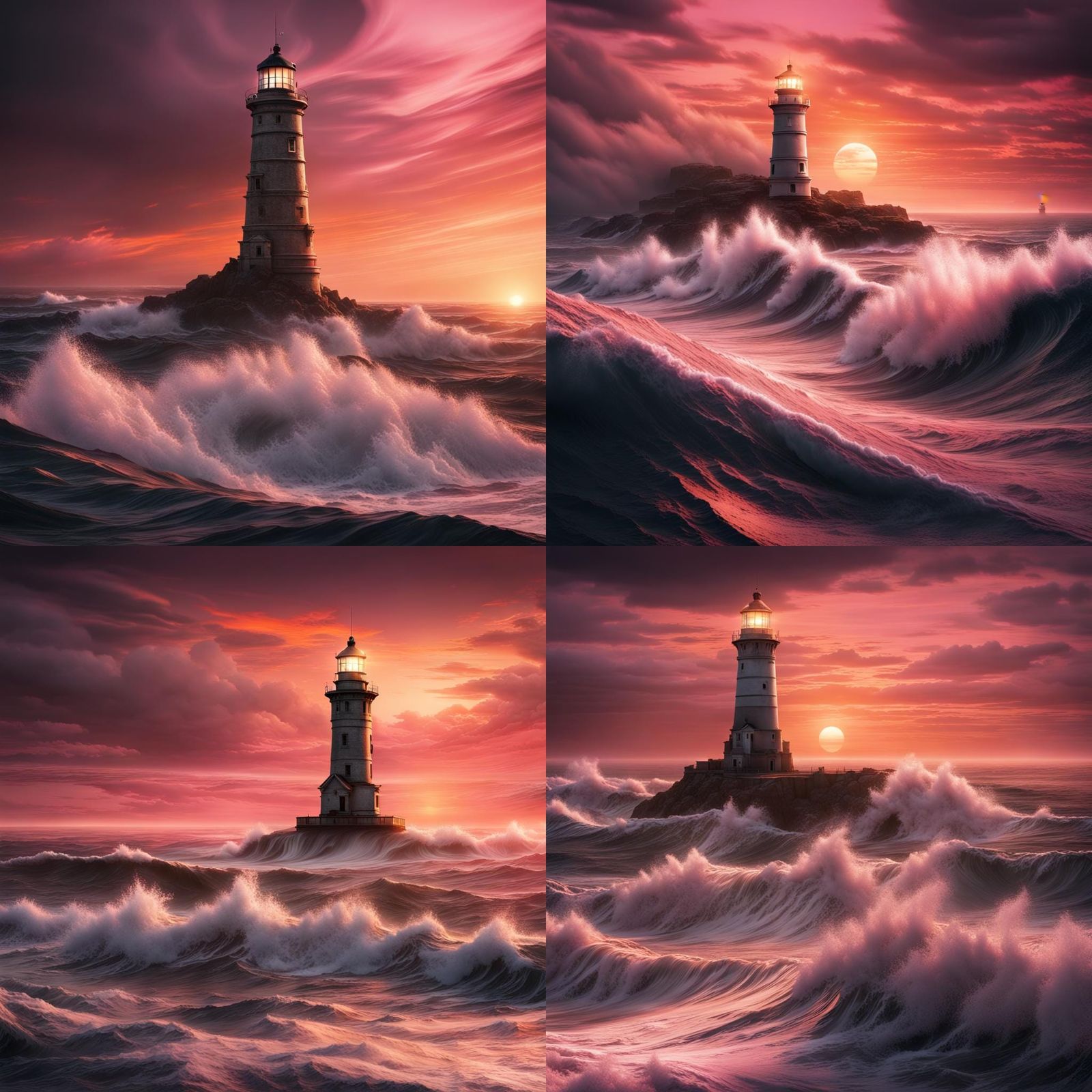 Lighthouse at Sunset: Dramatic Digital Painting