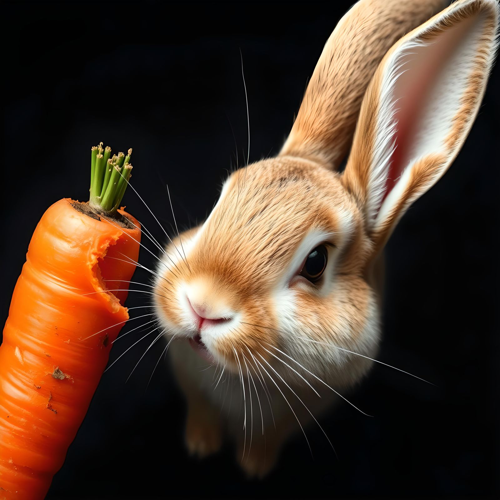 Rabbit and Carrot Spelling 'Chomp' with Teeth Marks
