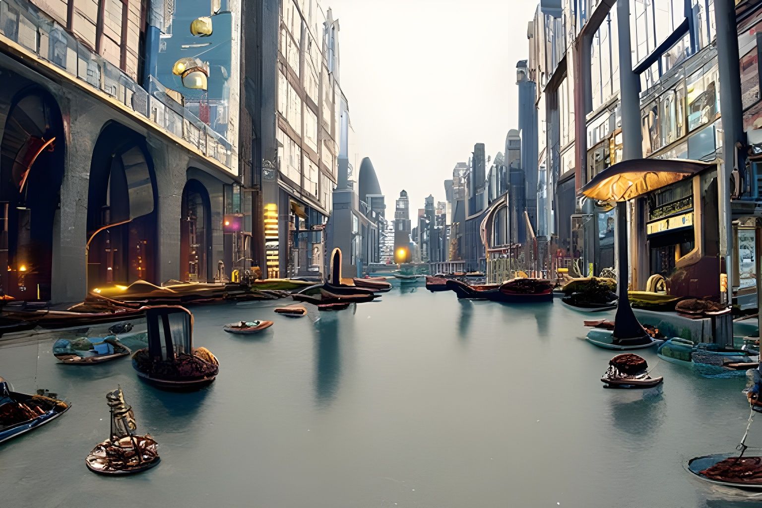 Futuristic Cyberpunk City with Floating Island