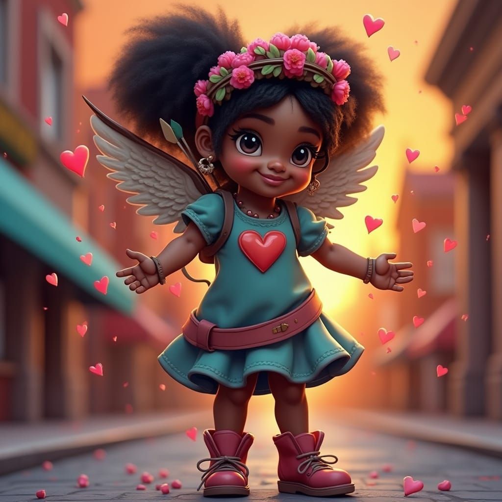 Vibrant Valentine's Day Girl in Graffiti Style