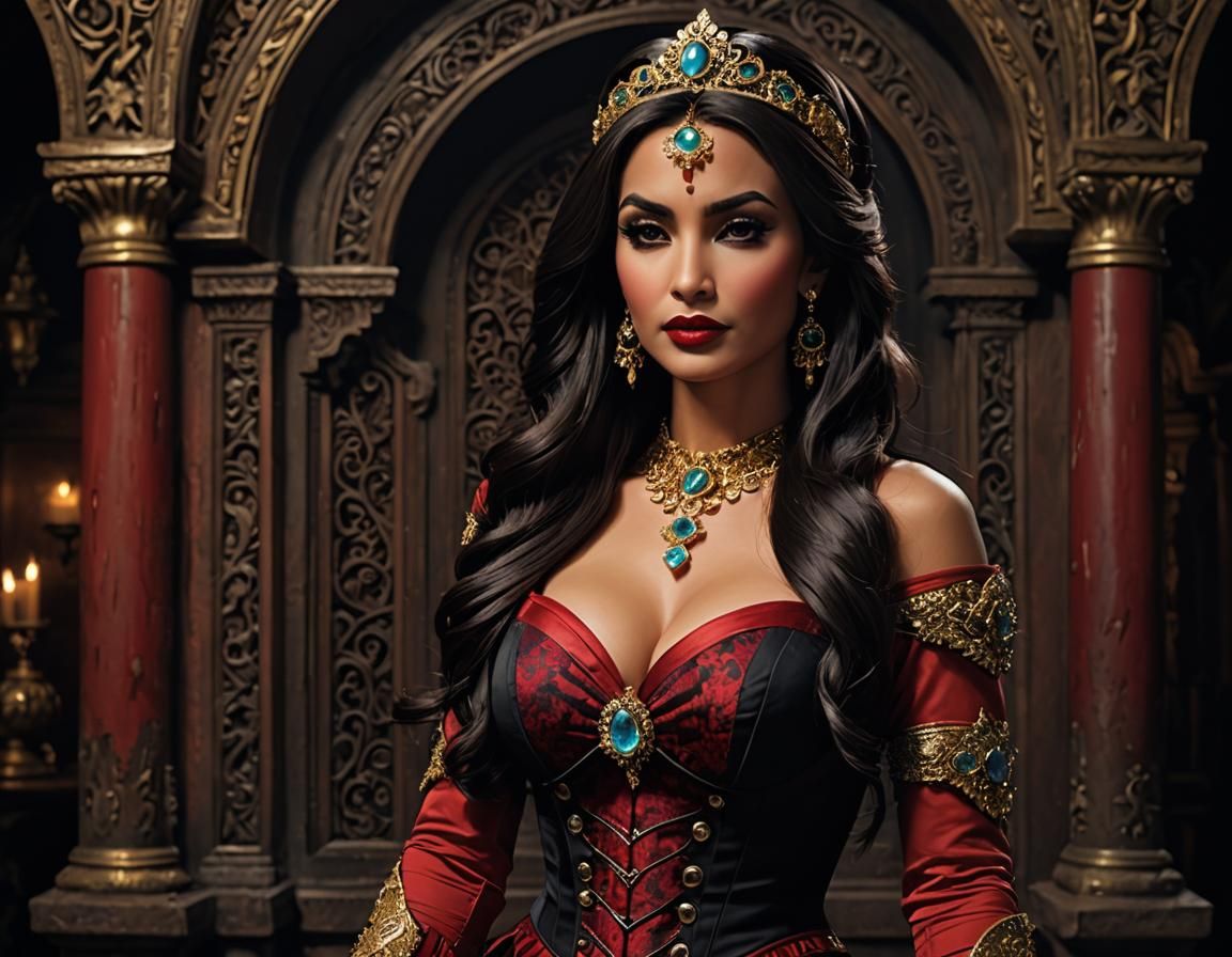 Vampire Princess Jasmine in Dark Fantasy Style
