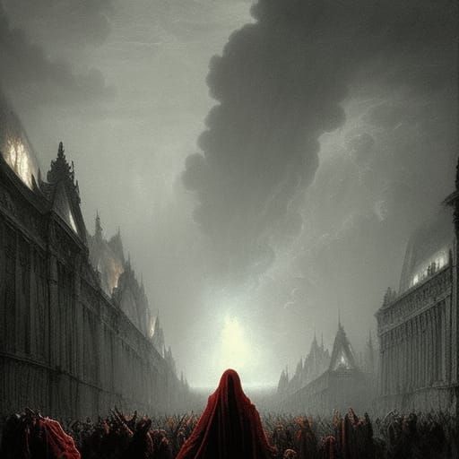 Apocalyptic Horror Landscape in Doré Style