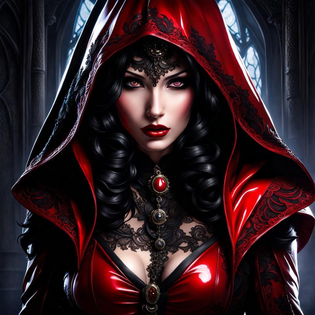 Gothic Mistress in Latex and Lace: Splash Art