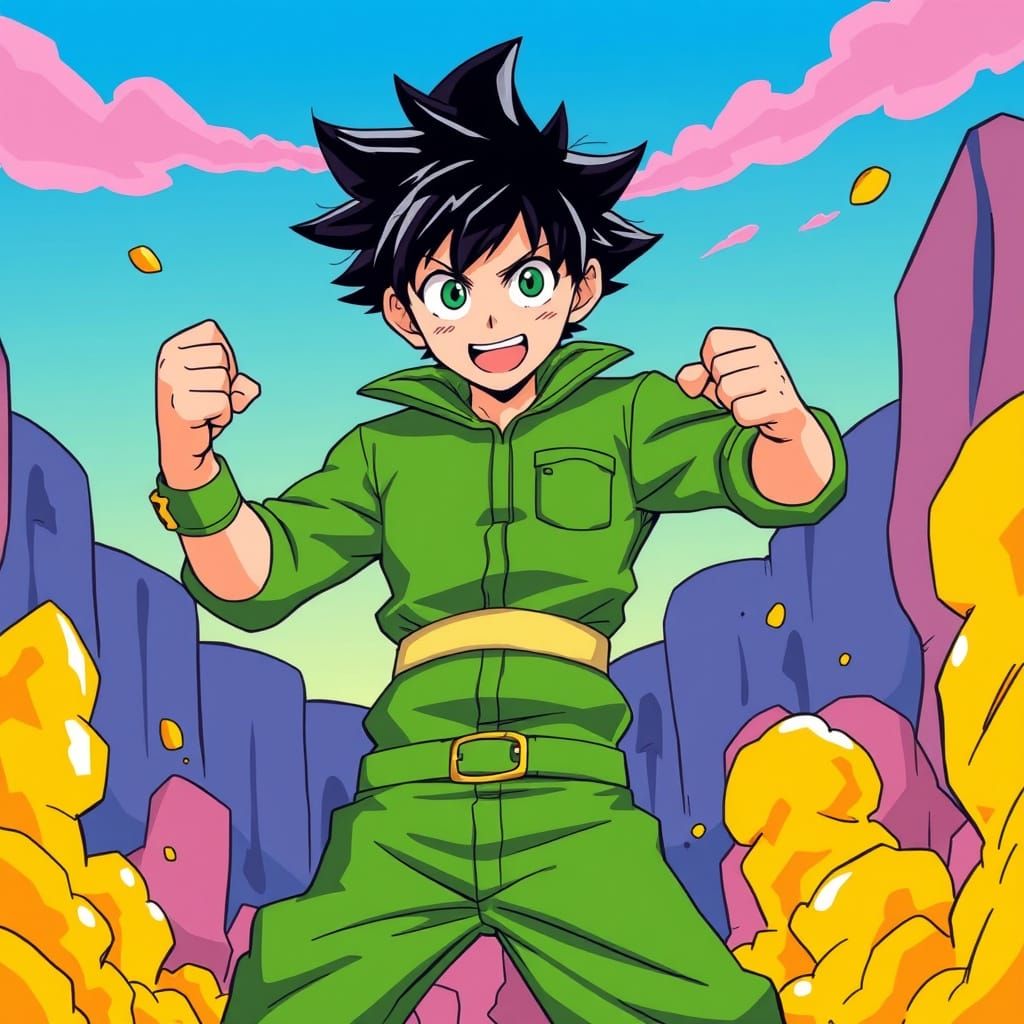 Heroic Deku in Manga Style