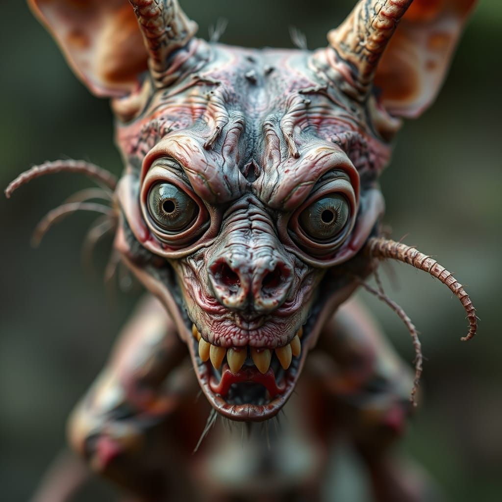 Grotesque Creature with Mismatched Body Parts