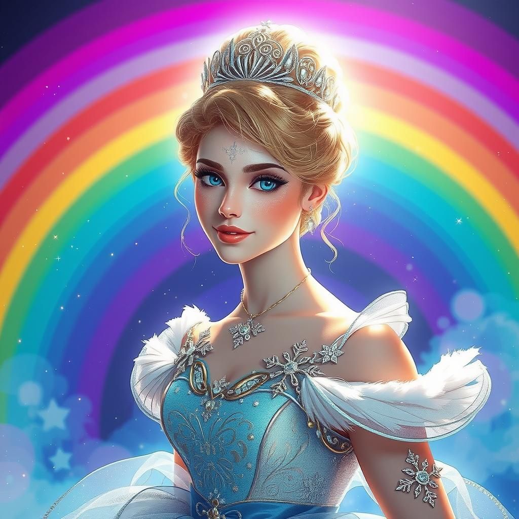 Cinderella in Icy Gown, Art Nouveau Portrait