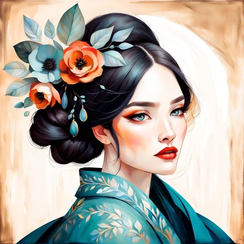 Gentle Lady in Elegant Victorian Attire