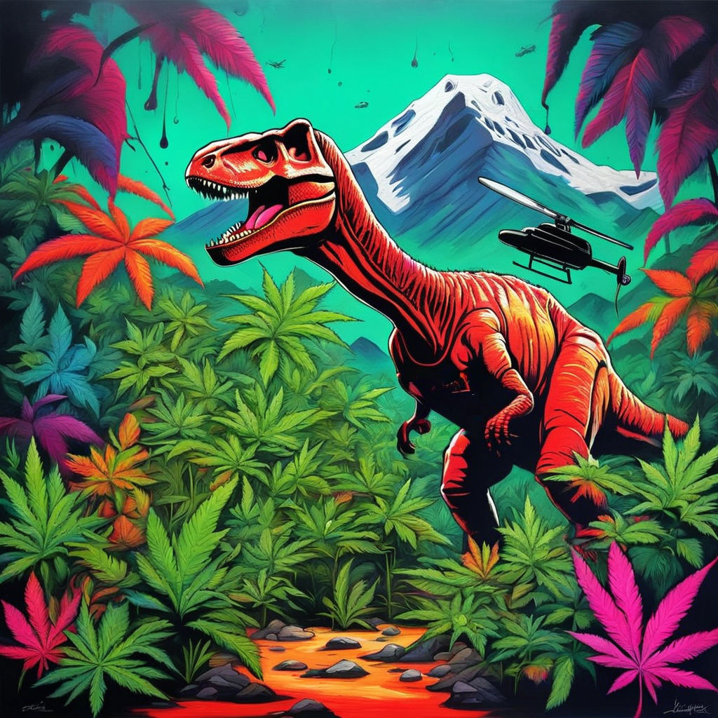 Spy in Jurassic Park with Cannabis: Graffiti Art