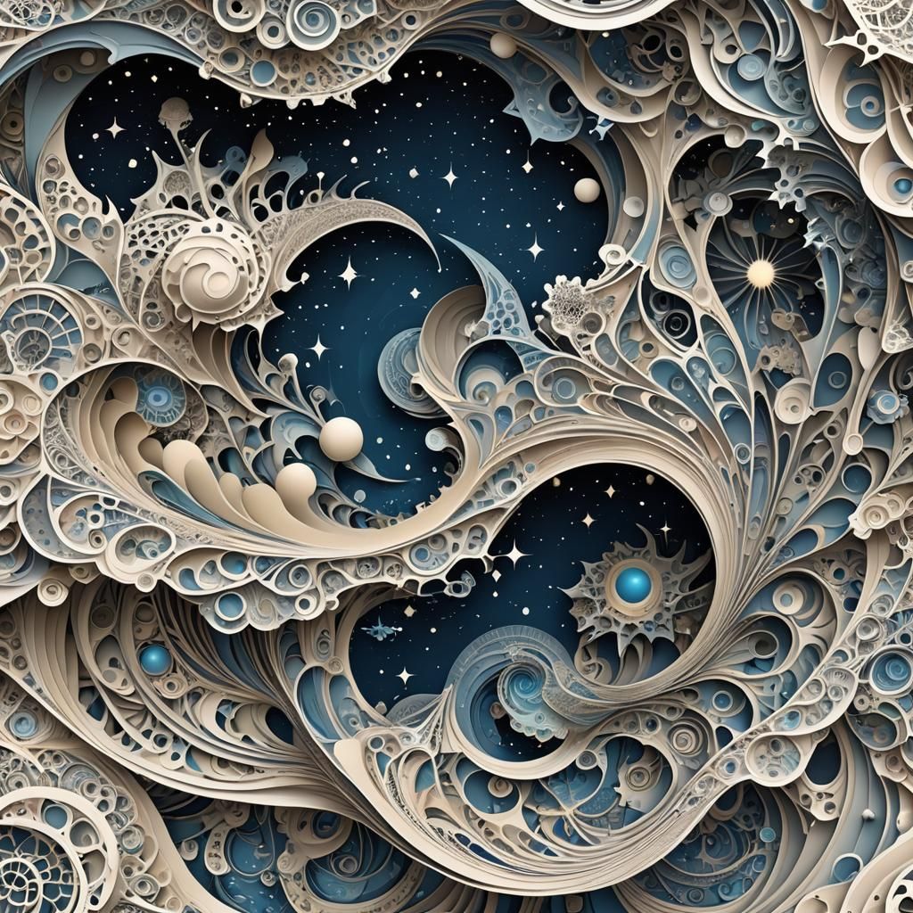 Abstract Outer Space Pop-Up Book Illustration