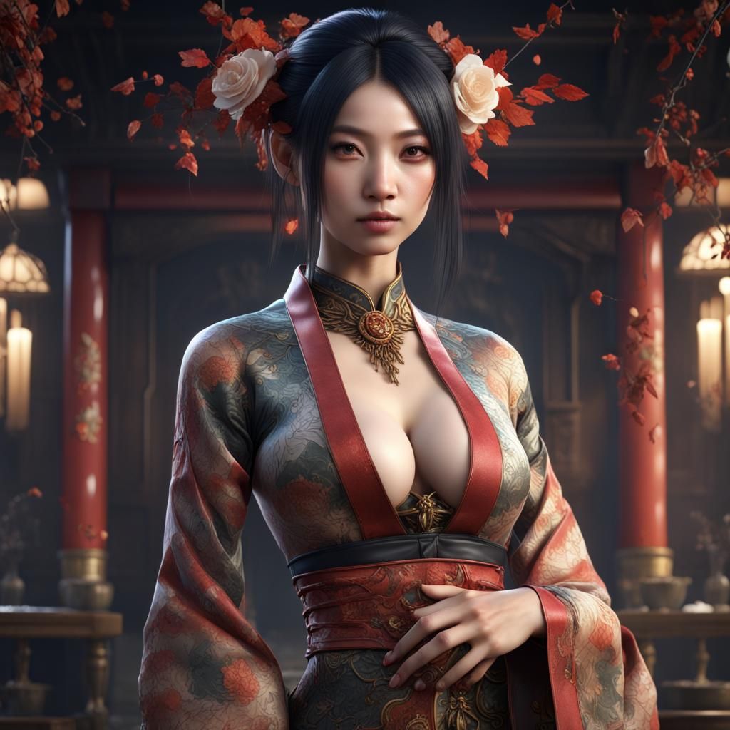 Beautiful Woman in Detailed Fantasy Art