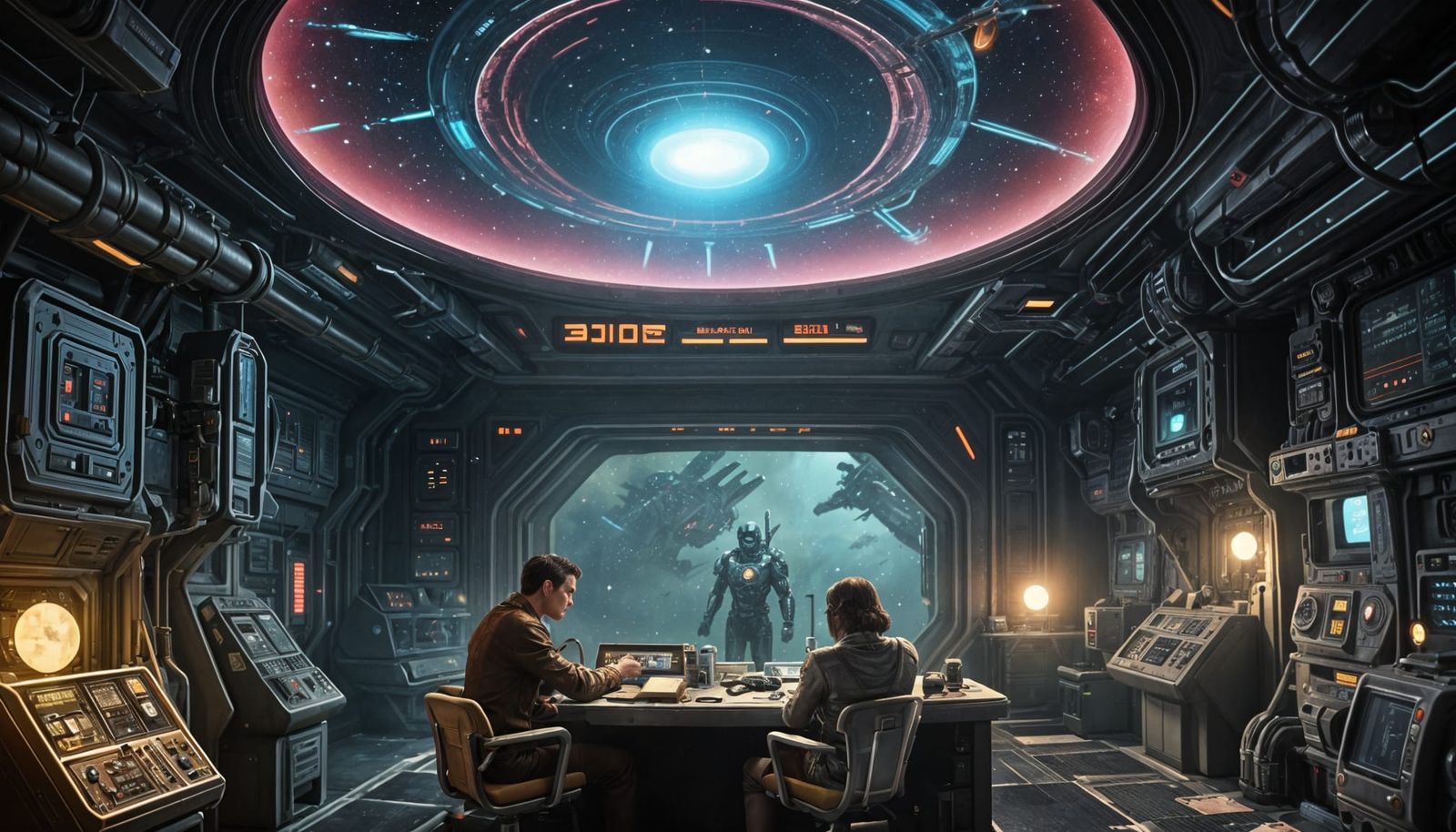 Retro Futuristic Star Base Control Room