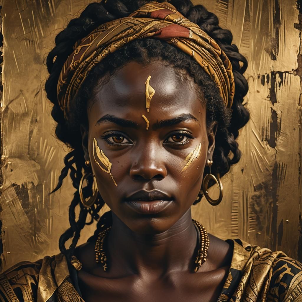 Passionate African Woman Portrait in Fantasy Art Style