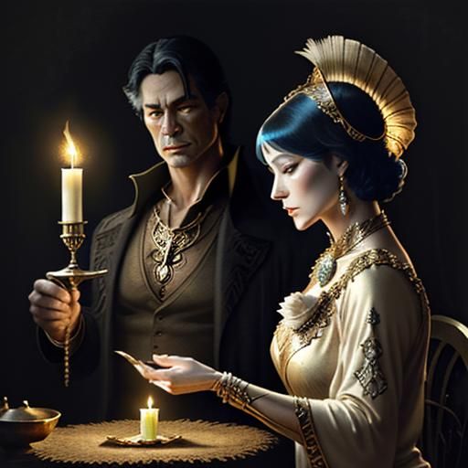 Ethereal Women in Candlelight: A Detailed Pencil Sketch