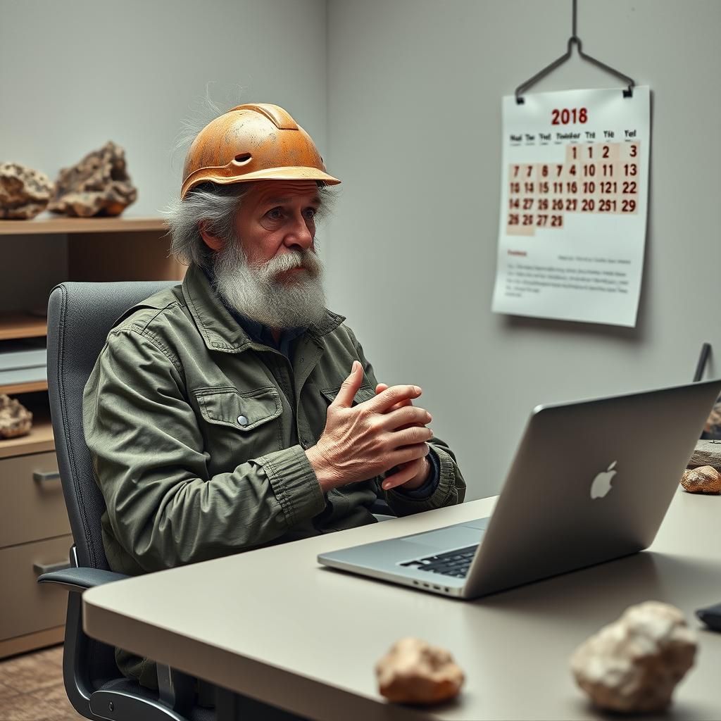 Elderly Geologist's Anxious Gaze, Gritty Realism