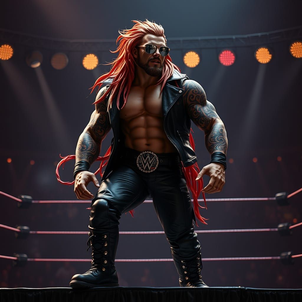 Muscular Wrestler in Dark Fantasy Aesthetic