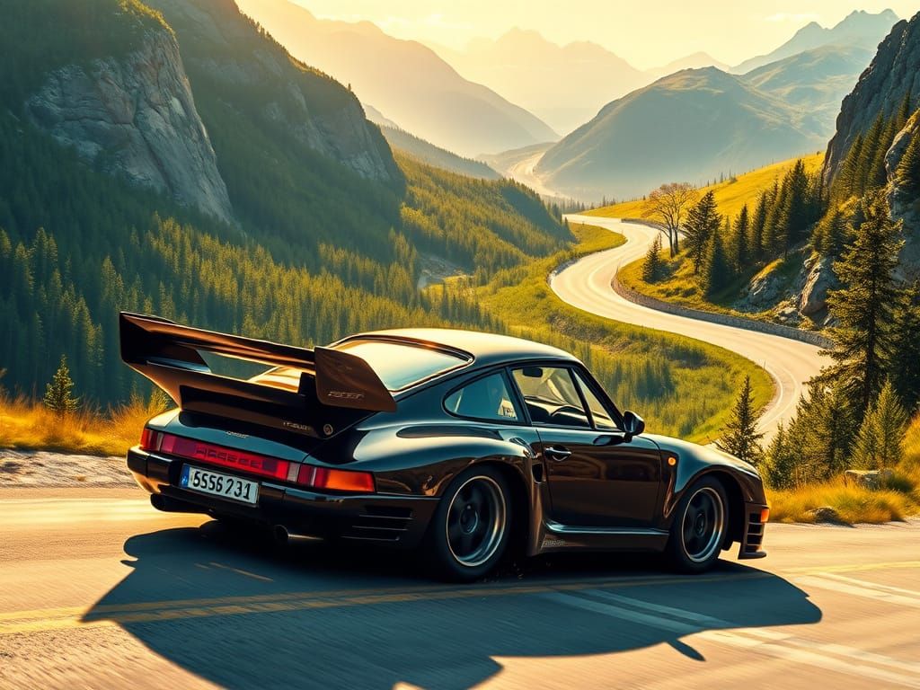 Porsche 935 in a Dynamic Mountain Pass Scene