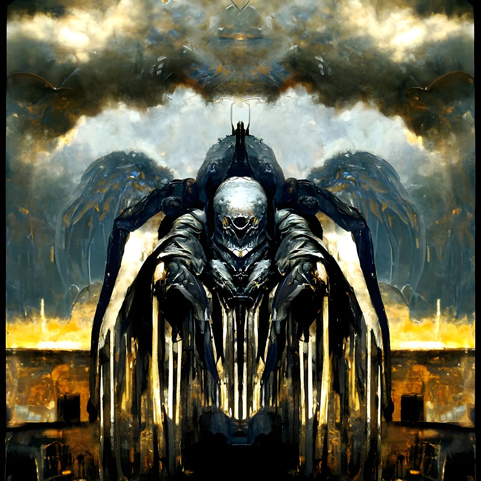 Corrupted Angel of Death in Ruined City